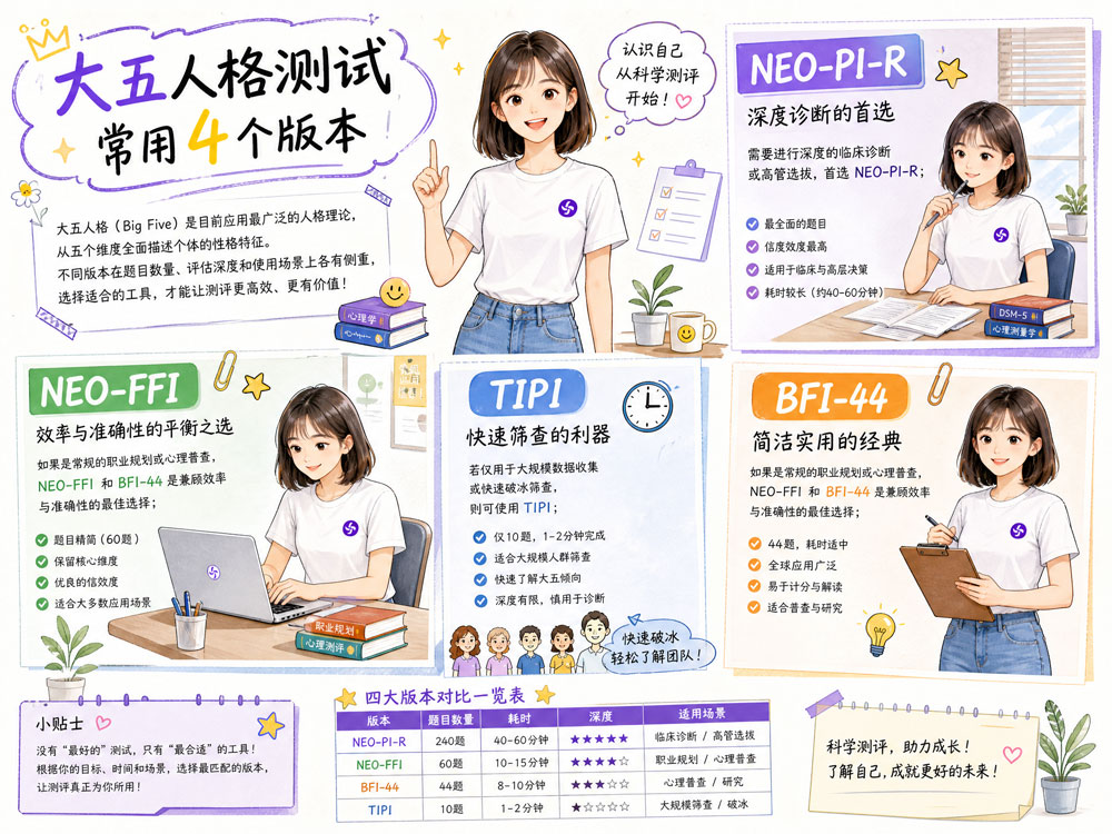 大五人格测试常用4个版本