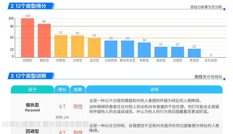 PDQ-4+人格障碍测试-拾棠心理测试图片版测试报告截图
