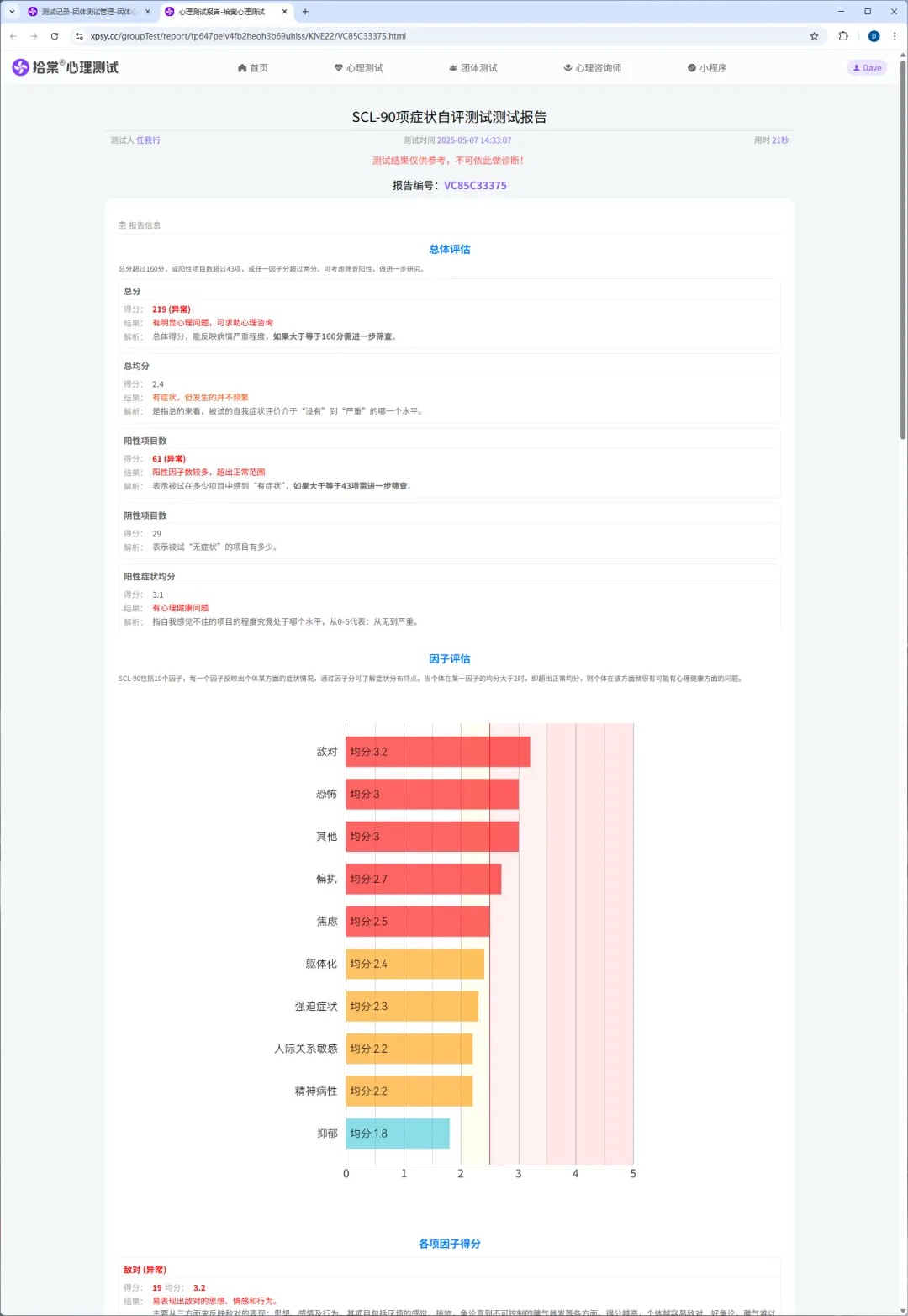 拾棠®团体心理测试