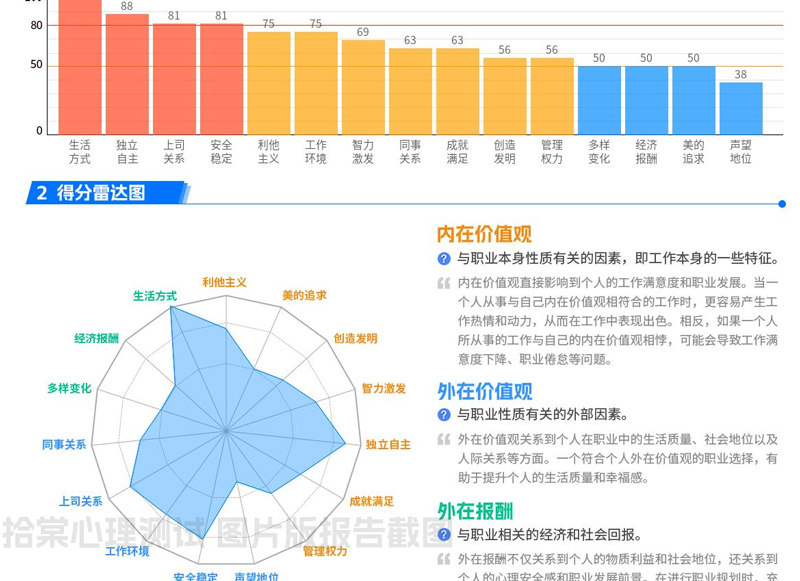 WVI舒伯的职业价值观测试-拾棠心理测试图片版测试报告截图
